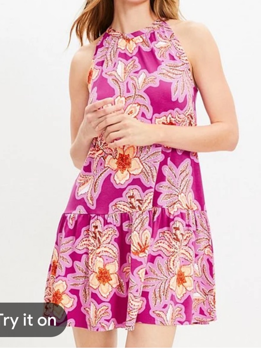 NWOT Loft Mosiac mini halter swing dress size medium